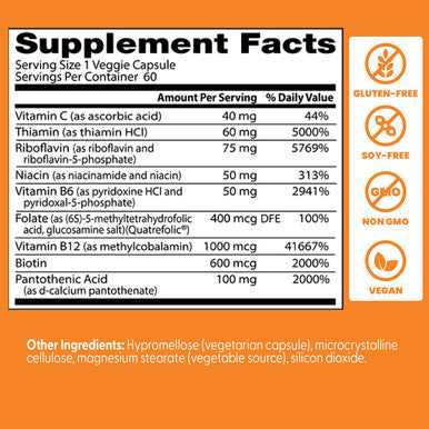 Doctor's Best Fully Active B-Complex with Quatrefolic 60 vcaps