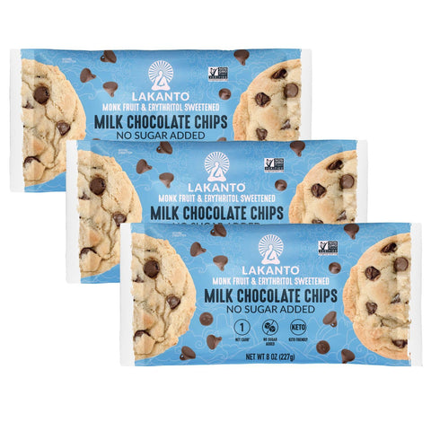 Lakanto Sugar Free Semi Sweet Chocolate Chips - Monk Fruit Sweetener and Erythritol, Perfect for Baking, Pancakes, Muffins, Protein Bites, Melting, Mixing, Snacking, Gluten Free, Vegan (8 oz - Pack of 1)