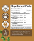 Natures Craft Advanced Lion's Mane Mushroom Supplement - Lions Mane Supplement Capsules with 5X Fruiting Body Mushroom Complex with Chaga Maitake Shiitake and Reishi - Brain Booster Nootropic Supplement (60 Caps)
