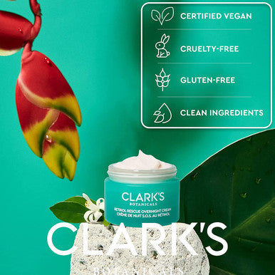 Clark's Botanicals Retinol Rescue Overnight Cream: Time-Release Retinol Cream to Refine Texture & Brighten Skin with Vitamin C + E, Red Clover & Jasmine Extract (1.69 Ounce (Pack of 1))
