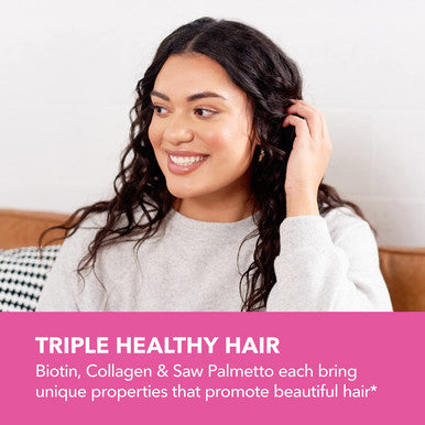 Biotin Collagen And Saw Palmetto Gummies Bundle For Ultimate Hair Growth Supplement To Assist Reversal Of Balding Hair Thinning