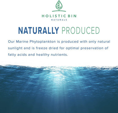 Holistic Bin Marine Phytoplankton Powder ly Grown in Nordic Seawater | Vegan Omega 3 Supplement | Rich in Amino s, Chlorophyll, Vitamins, & Trace Minerals (50g)
