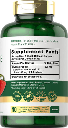 Carlyle Cayenne Pepper Capsules 600Mg | 350 Pills | Non-Gmo, Gluten Free Supplement