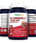 NusaPure D-Mannose 1500 mg - 200 Vegetarian Capsules (Organic, Non-GMO & Gluten-Free)