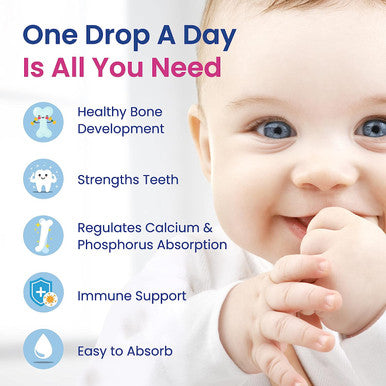 Vitamin D Drops for Babies and Infants with MCT oil, Easy to Use, Premium Quality, Liquid Supplement for Easy Absorption, 120 Days Supply, Nutronic
