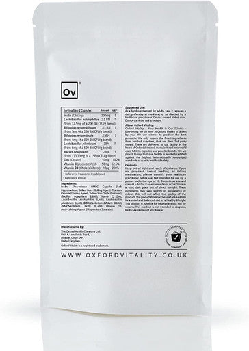 Immune Complex with Live Cultures Capsules | Immunity Support Supplement | 5 Live Bacteria Strains | Multivitamin with Vitamins C, D and Zinc | Oxford Vitality (60 Capsules)
