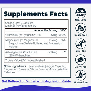 Divinity Nutra Magnesium Ashwagandha Supplement Calming Magnesium Glycinate & Malate Vitamin B6 for Muscles Bone Health Support Muscle Recovery Calm & Relaxation 468mg 120 ct (2 Month Supply)