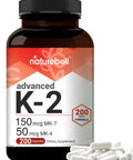 Full Spectrum Vitamin K2 Supplement with MK-7 & MK-4, 200 mcg, 200 Capsules, 2 in 1 Formula, Vitamin K2 Complex Supplement, Supports Joint and Heart Health, Non-GMO