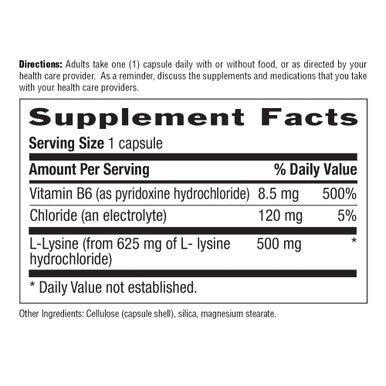 Country Life - L-Lysine Free Form Amino Acid Supplement With B6 500 Mg. 100 58167