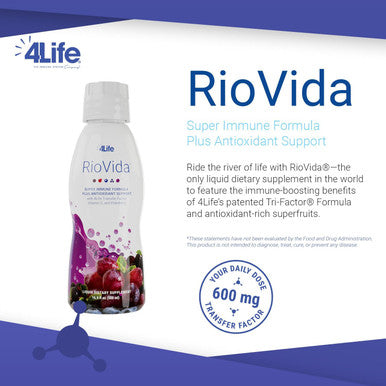 4Life Transfer Factor RioVida Tri-Factor Formula - Liquid Immune System and Antioxidant Support with Vitamin C Elderberry Blueberry and Acai - Single Pack