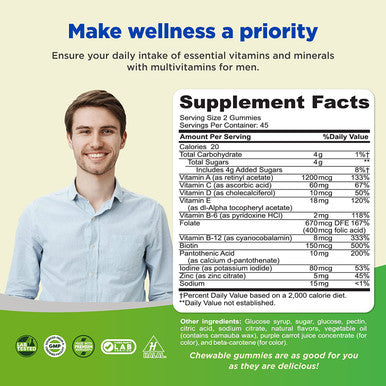 Adult Chewable Multivitamin for Men Gummies - Mens Multivitamin Gummies for Adults and Halal Multivitamin Immune Support Gummies - Adult Multivitamin Gummy for Men with Energy Vitamins for Men