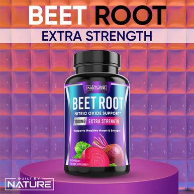 Built Nature Beetroot Supplement Capsules For Nitric Oxide Booster - Rich In Nitrates - Organic Beet Root For Natural Energy & Peformance - 60 Capsules