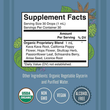 Maryruth Organics Herbal Supplement Drop Calmness & Relaxation Pack of 1 USDA Kava Root Sugar/Gluten Support Sleep Calm & Stress Relief Vegan Non-GMO 30 Servings
