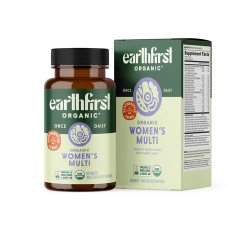EarthFirst Organic Women's Multi Once Daily Women's Multivitamin Iron Vitamin B12 and More 19 Vitamins from Herbs and Superfoods 30 Count