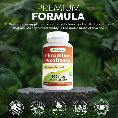 Best Naturals Chromium Picolinate 200 mcg 240 Tablets (240 Count (Pack of 3))