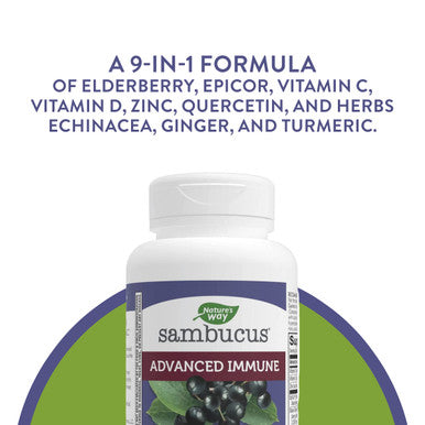 Nature'S Way Sambucus Advanced Immune Capsules With Black Elderberry, Vitamin C, Vitamin D, Ecea And Zinc, Immune System Support With Epicor*, 80 Capsules