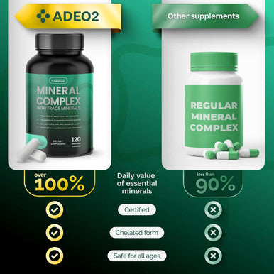 Premium Blend Of 52 Trace Minerals Complex With Essential Minerals In Chelated Form All Natural And 100% Organic - 120 Capsules - Full Spectrum Ionic Mineral Blend - Safe For Women And Men