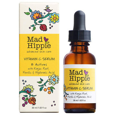 Mad Hippie Vitamin C Serum with Vitamin E, Skin Care Packed with Natural Vegan Active Ingredients, Apply Before Sunscreen or Make Up, For Healthy Glowing Skin, 1.02 Fl. Oz.