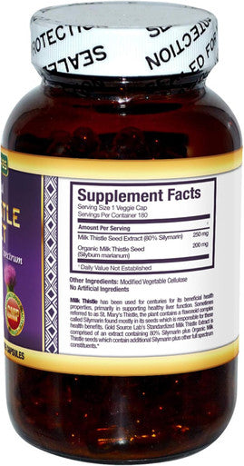 Organic Milk Thistle Capsules, 180 Caps, Pure Milk Thistle Powder Plus 80% Silymarin Extract Standardized Complex, 450 Mg, Natural Liver Health Supplement, Immune Boost, Detox And Cleanse