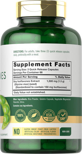 Carlyle Soy Isoflavones for Women and Men 1500mg | 200 Capsules | Non-GMO Gluten Extract Supplement