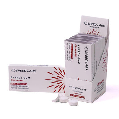 Speed Labs Cinnamon Extra Strength Caffeine Chewing Gum 50Mg Caffeine, Taurine, & B Vitamins Per Piece, 48 Pieces (6 Packs Of 8 Pieces) Sugar Free, Zero Calorie, No Aspartame, Gluten Free