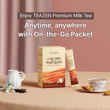 Teazen Earl Grey Vanilla Milk Tea Powder Cylon Black Tea Sweetened Instant Milk Tea Mix On-the-go Packet (20 Packets 10.58oz)