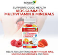 Renew Actives Kids Multivitamins Gummies For Good Health & Wellness - Promotes Healthy Hair, Nail, Skin, Eyesight, Bones, Teeth, & Gums - 60 Gummies