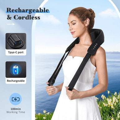 Knqze Valentine'S Day For Women Men Neck And Shoulder Massager With Heat Cordless Back And Neck Massager 4D Shiatsu Deep Kneading Massagers For Shoulder Back Leg Neck Pain Relief Home Office Use