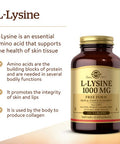 Solgar L-Lysine 1000 Mg 100 Tablets - Enhanced Absorption And Assimilation - Promotes Integrity Of Skin And Lips - Collagen Support - Amino Acids - Non Gmo Vegan Gluten Free - 100 Servings