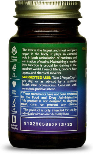 HealthForce SuperFoods Liver Rescue - 30 VeganCaps - All Natural Liver Regenerator Supplement with Milk Thistle & Dandelion Root - Gluten Free - 15 Servings