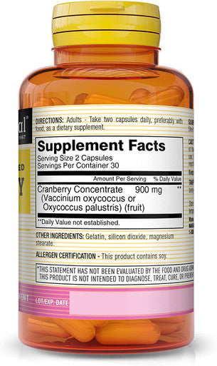 MASON NATURAL Cranberry Highly Concentrated Supports Antioxidant and Immune Health, Maintains a Healthy Urinary Tract Capsules, Pink, Supplement 450 mg, 60 Count, Pack of 3