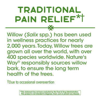 Nature'S Way Willow Bark, Traditional Relief Of Discomfort Due To Occasional Overexertion*, Non-Gmo Project Verified, 800 Mg Per Serving, 100 Vegan Capsules