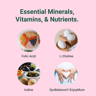 Hey Nutrition Pregnancy Complex Supplement - Suitable for Vegetarians & Vegans - Folic Acid L-Choline Iodine SynBalance EnjoyMum - Mum & Baby Support - UK Manufactured - Non-GMO - 60 Capsules
