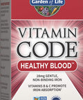 Garden of Life Vitamin Code Iron Supplement, Healthy Blood - 60 Vegan Capsules, 28g Iron, Vitamins B, C, Trace Minerals, Fruit Veggies & Probiotics, Iron Supplements for Women Energy & Anemia Support