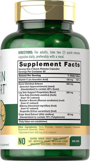 Carlyle Leg Vein Supplement | 180 Capsules | Supports Healthy Vein Function | Non-Gmo, Gluten Free