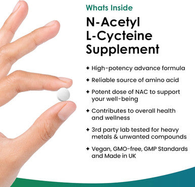 Nac N-Acetyl-Cysteine 600Mg (Per Serving) N-Acetyl Cysteine Nutritional Supplements 120 Nac Tablets - Nac Supplement High Bioavailability Amino Acid - Vegan Friendly - Made In Uk By Leaf