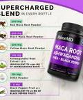 6-In-1 Organic Maca Root & Ashwagandha Capsules 1710Mg W/Dhea & Black Pepper Fruit Extract - Maca Root Capsules For Women & Men - Stamina, Bone And Mood Support Supplement,120 Capsules (40 Servings)