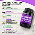 6-In-1 Organic Maca Root & Ashwagandha Capsules 1710Mg W/Dhea & Black Pepper Fruit Extract - Maca Root Capsules For Women & Men - Stamina, Bone And Mood Support Supplement,120 Capsules (40 Servings)