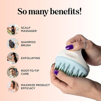 Hair Shampoo Brush With Rosemary Essential Oil - In Shower Scalp Scrubber Exfoliator Made With Recycled Wheat Straw And Soft Silicone Plus 100% Pure Rosemary Oil For Hair And Scalp Care