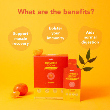 Zooki 750mg Liposomal Curcumin from Turmeric Liquid Sachets | 4X Higher Absorption Clinically Proven | Vegan Allergen Free Natural Ingredients | Tangerine Flavour 30 Servings