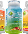 Total Immunity Boosting Vegan Supplements Pack Vegan Whole Food Multivitamin with Iron Liposomal Vitamin C 1500mg and Quercetin 500mg with Bromelain