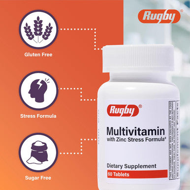 Rugby Multivitamin With Zinc Stress Formula - Dietary Supplement - 60 Tablets