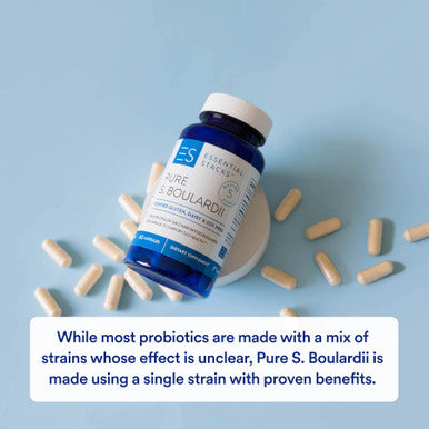 Essential Stacks Saccharomyces Boulardii Probiotics (Non-Gmo & Gluten Free) - 5 Billion Cfus For Gut Health (60 Capsules)