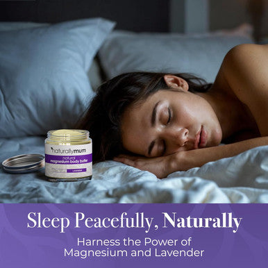 Naturallymum NaturallyMum - Magnesium Body Butter Cream for Sleep [NATURAL & VEGAN] - Magnesium Body Butter Support for Sleep Heart Bone Nerve Gut & Muscle Health - Magnesium Butter Cream for Sleep - Lavender