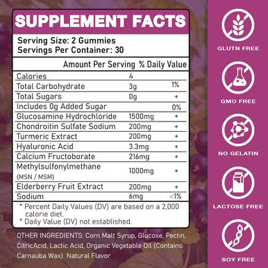 Glucosamine Chondroitin Supplements With Msm & Elderberry Glucosamine Chondroitin Gummy For Adults & Women Men Glucosamine Chondroitin Gummies Extra Strength Joint Supplement 2 Pack