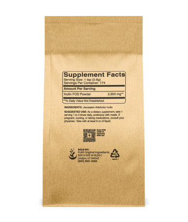 PURE ORIGINAL INGREDIENTS Inulin Fos Powder (1 Lb) Always Pure, No Fillers Or Additives, Lab Verified