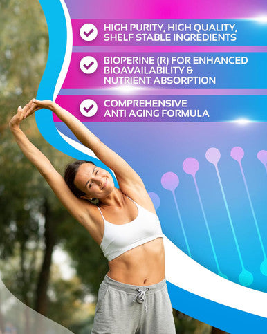 Cognitune NR + Resveratrol Supplement - Increase NAD DNA & Cellular Health Longevity Vitality. 5-in-1 Anti Aging Formula w/ Nicotinamide Riboside Trans Resveratrol Vitamin C Grape Seed Pine Bark