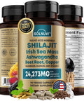 Shilajit Pure Himalayan Organic Capsules 15000Mg With Irish Sea Moss, Ashwagandha, Copper, Beet Root - Fulvic Acid Trace Minerals Supplement For Men & Women - 90 Count, Non-Gmo, Gluten-Free