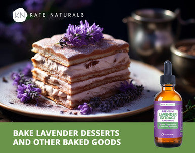 Kate Naturals Lavender Extract For Baking Drinks Coffee Lattes. Food Grade Lavender Oil For Flavoring & Cooking (1Oz Sugar )