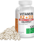 Bronson Vitamin K2 (MK7) with D3 Extra Strength Supplement Bone Health Non-GMO Formula 10,000 IU Vitamin D3 & 120 mcg Vitamin K2 MK-7 Easy to Swallow Vitamin D & K, 120 Capsules